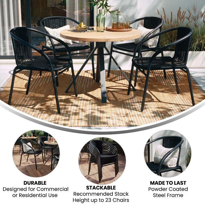 Modern Black Powder-Coated Steel Stackable Outdoor Dining Chair