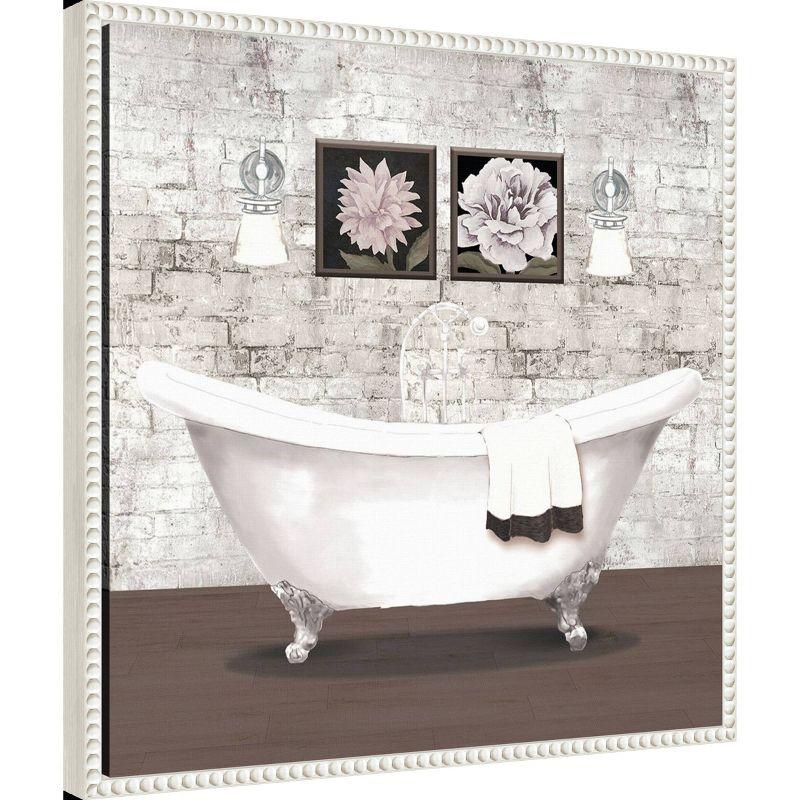 22"x22" Brick Bath I by Elizabeth Medley Framed Canvas Wall Art Print White - Amanti Art: Modern Style, Polystyrene Frame, Lithograph Medium