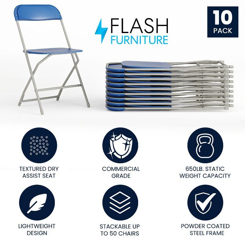 Flash Furniture Hercules Series Plastic Folding Chair - 10 Pack 650LB Weight Capacity