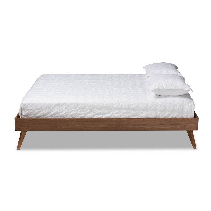 Mid-Century Modern Walnut King Platform Bed with Slats