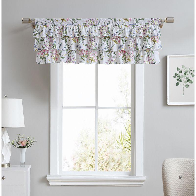 Meadow Breeze Purple Floral Cotton Rod Pocket Valance