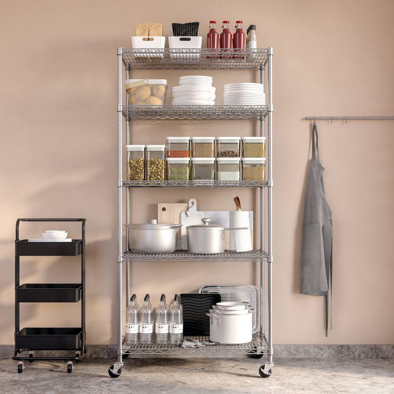 Seville Classics 36'' W 5-Tier NSF-Certified Steel Shelving with Wheels