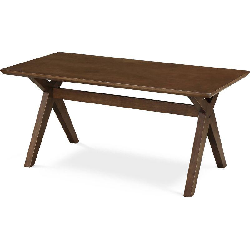 Lukas Rectangular Walnut Brown Wood Coffee Table with Cross-Stretcher Base