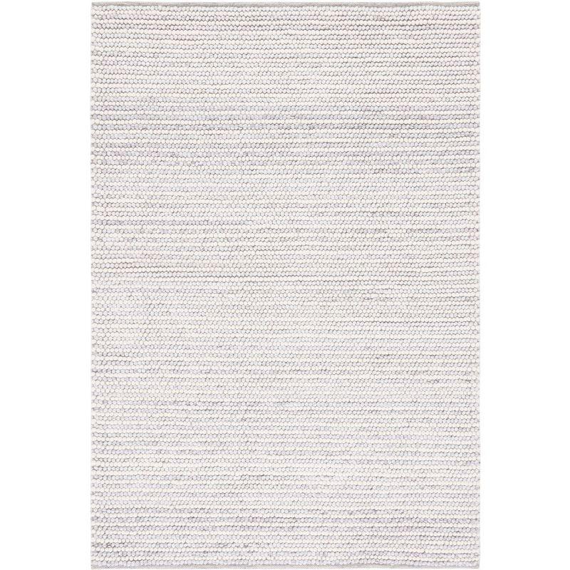 Ivory and Light Grey Handmade Wool Rectangular Rug, 3' x 5'