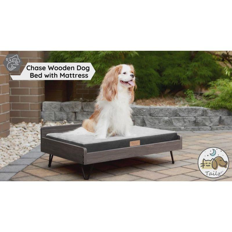 TailZzz Chase Greenguard Gold Certified Pet Bed with Mattress - Large to Extra Large Elevated Wooden Pet Bed with Water-resistant Mattress