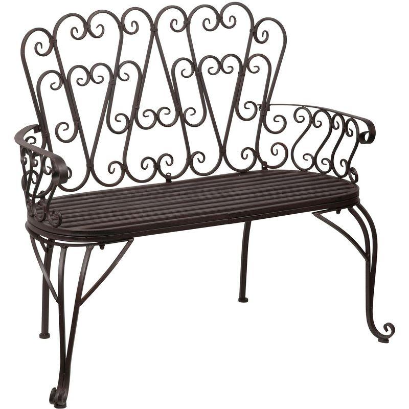 Serpentine Scroll 41" Vintage-Inspired Metal Garden Bench