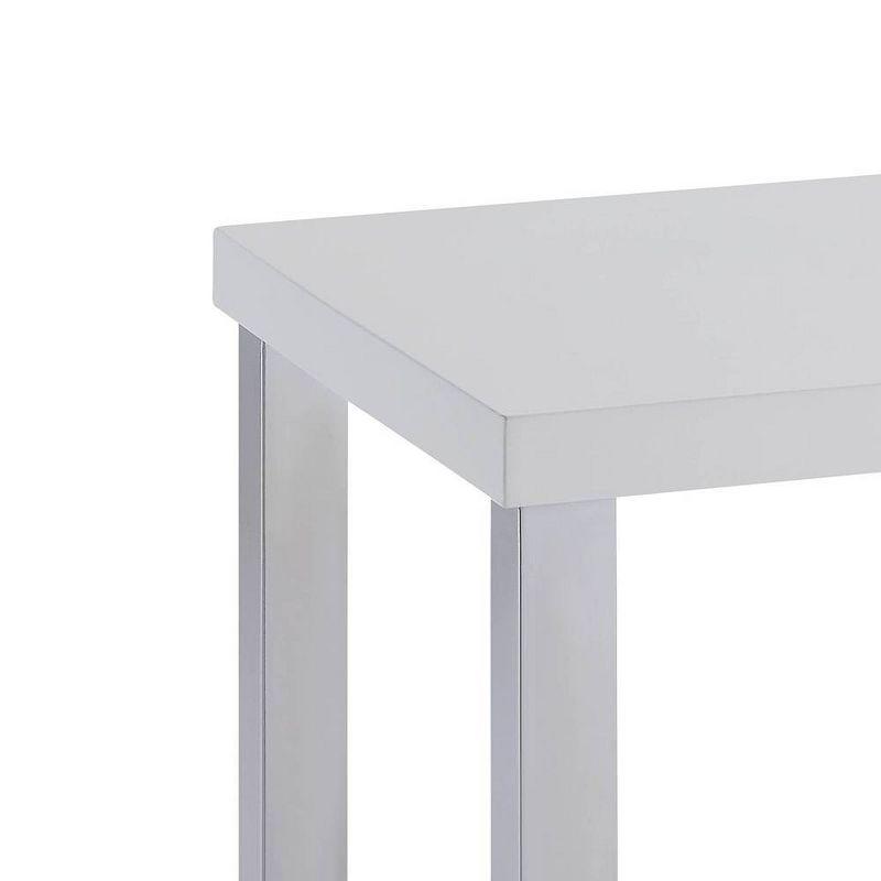 22" Harta Accent Table White High Gloss/Chrome - Acme Furniture: Modern Glamour, No Assembly Required