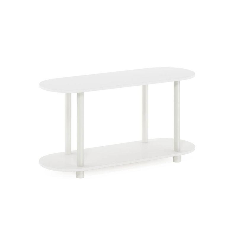 Furinno Modern 2-Tier Oval Side Table Accent End Table Entryway Table for Living Room Bedroom Home Decor,White
