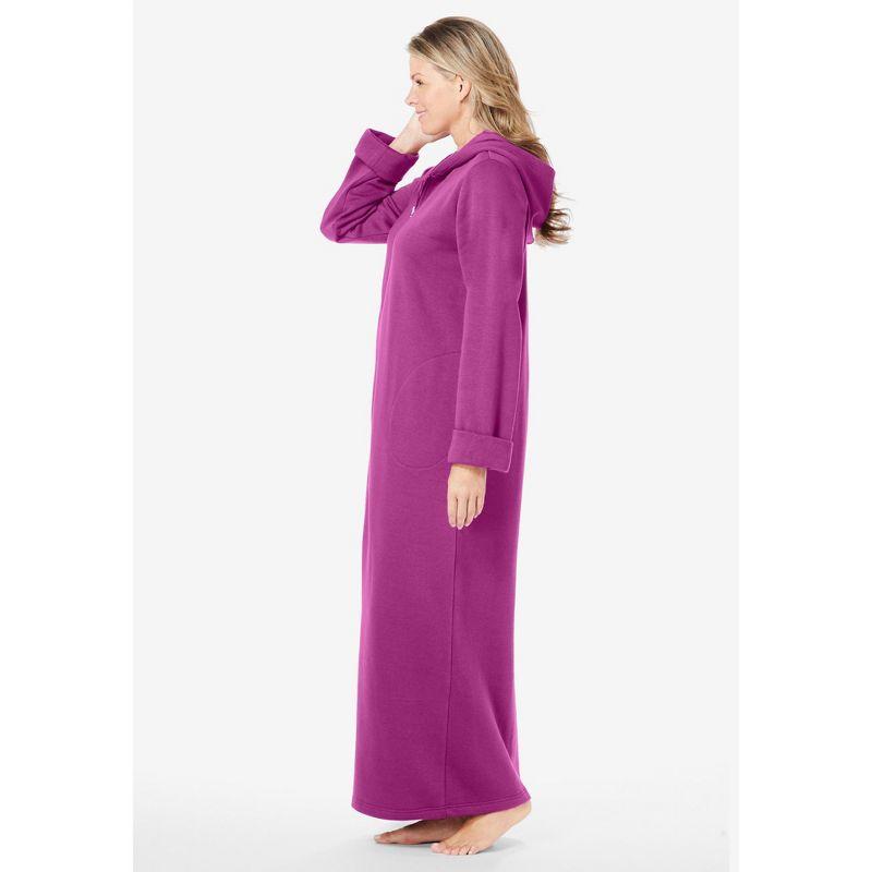 Dreams & Co. Women's Plus Size Petite Long Hooded Fleece Sweatshirt Robe