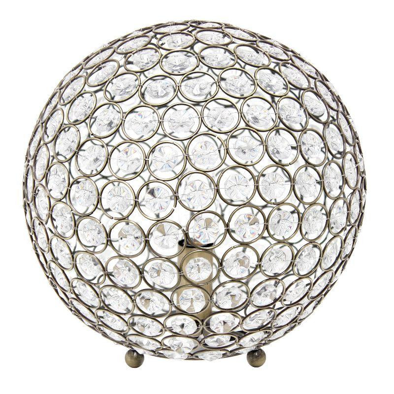 10" Elipse Medium Contemporary Metal Crystal Round Orb Table Lamp Antique Brass Finish - Lalia Home