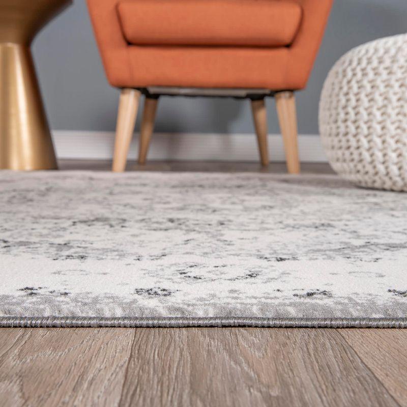 Gray Rectangular Synthetic Easy Care Area Rug