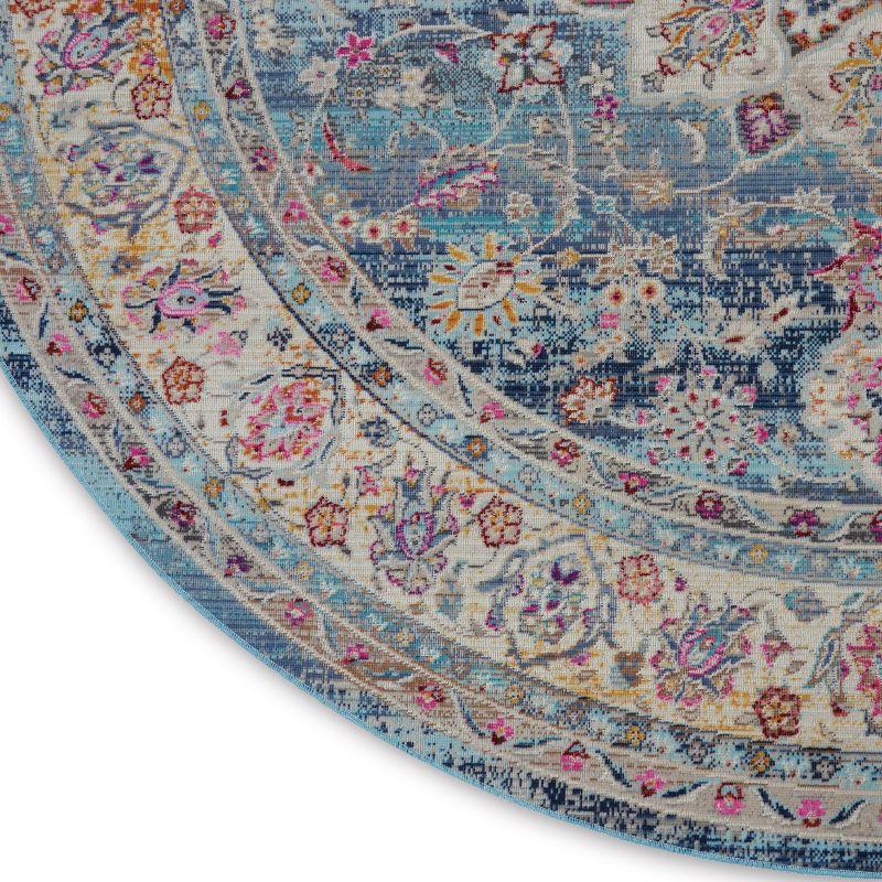 Nourison Vintage Kashan VKA01 Blue/Ivory/Orange Indoor Area Rug - 6' x ROUND