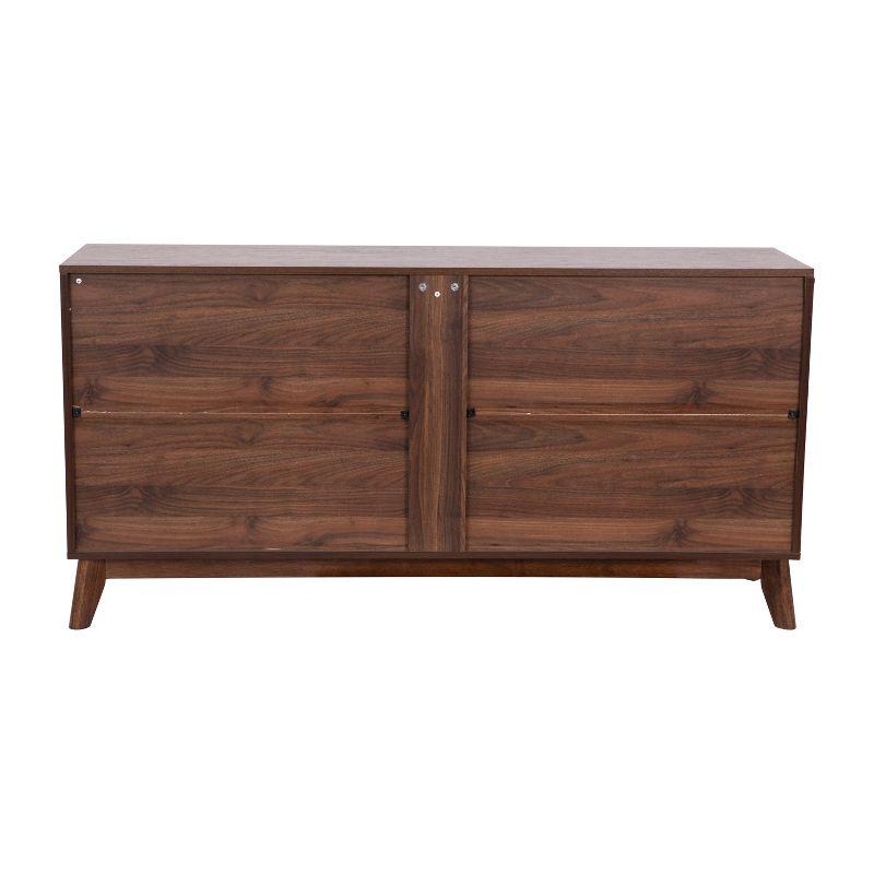 Flash Furniture Hatfield Mid-Century Modern 4 Door Storage Buffet Sideboard, 4 Soft Close Doors, Adjustable Shelves, TV Stand for up to 64" TV's