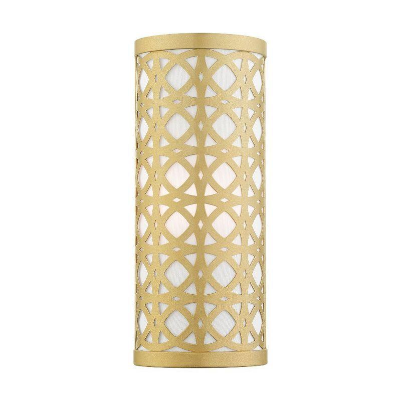 Soft Gold Steel Sconce with Off-White Shade