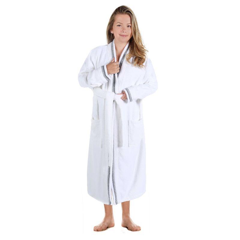 All-Season Unisex Cotton Terry Lounge Bathrobe with Embroidery by Blue Nile Mills