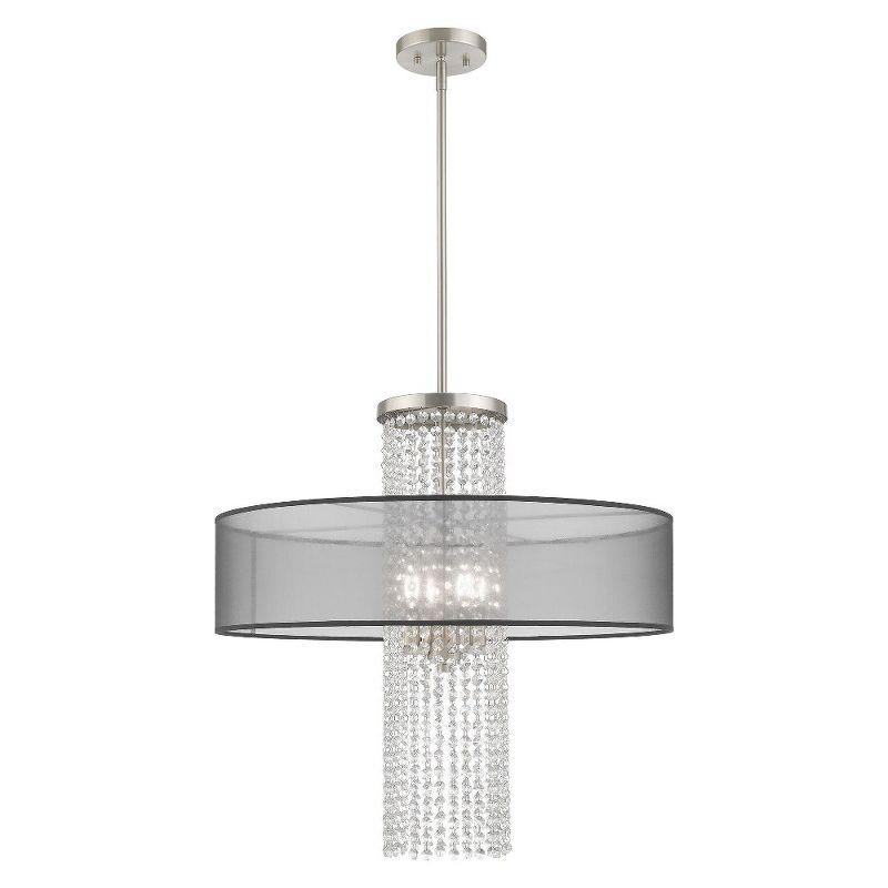 Bella Vista Brushed Nickel 4-Light Crystal Drum Chandelier