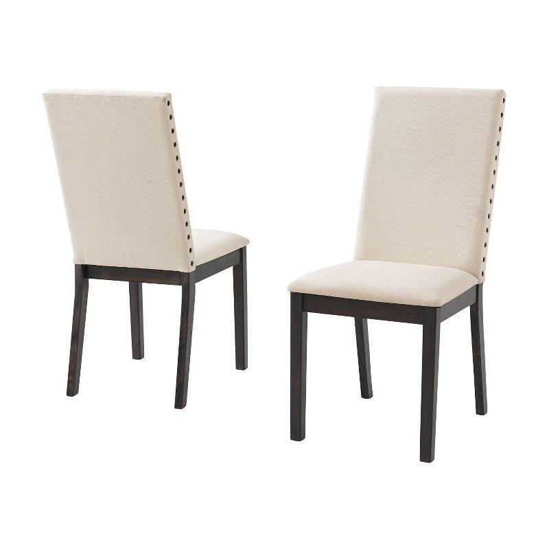 Crosley Set of 2 Hayden Upholstered Chairs Slate: Nailhead Trim, Rubberwood Legs, Foam Cushioned