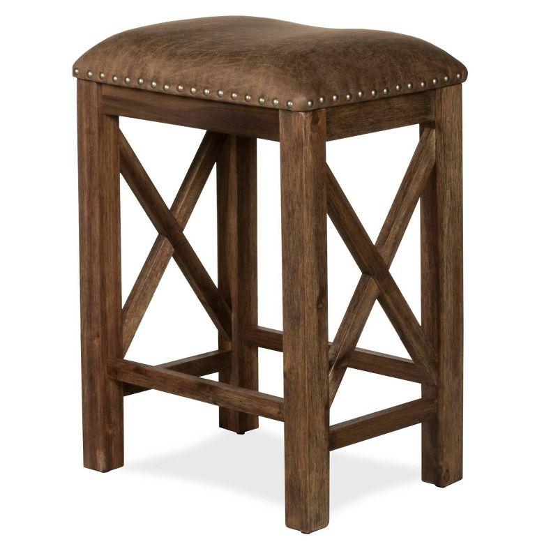 Set of 2 Willow Bend Counter Height Barstool Walnut/Brown- Hillsdale Furniture: Upholstered, Rustic Finish, Wood Frame
