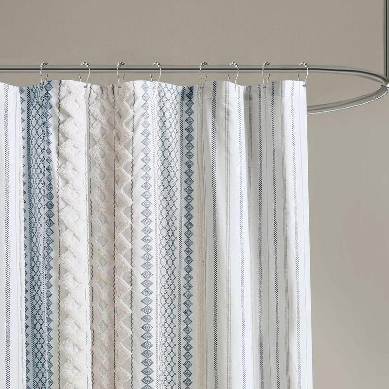 INK+IVY Imani 100% Cotton Printed Shower Curtain with Chenille
