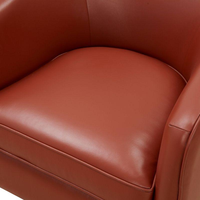 Taos Caramel Top Grain Leather Swivel Barrel Chair