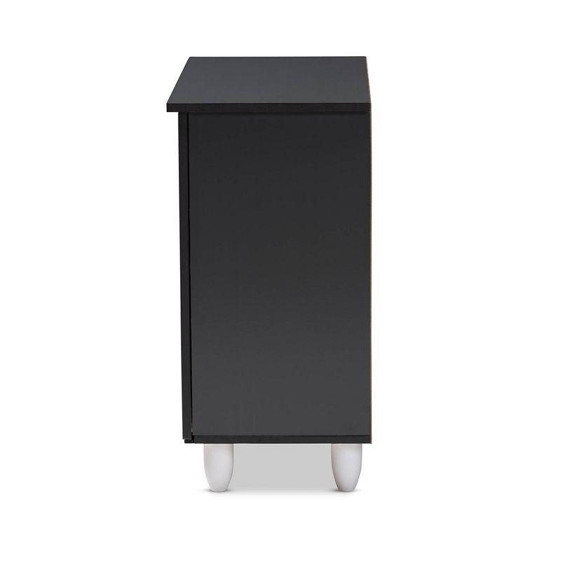 Gisela 2 - Door Shoe Storage Cabinet Dark Gray - Baxton Studio: Freestanding MDF & Plastic, Holds 9 Pairs