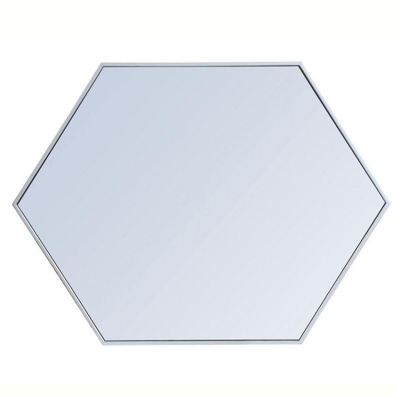 Elegant Lighting Metal frame hexagon mirror 30 inch in silver