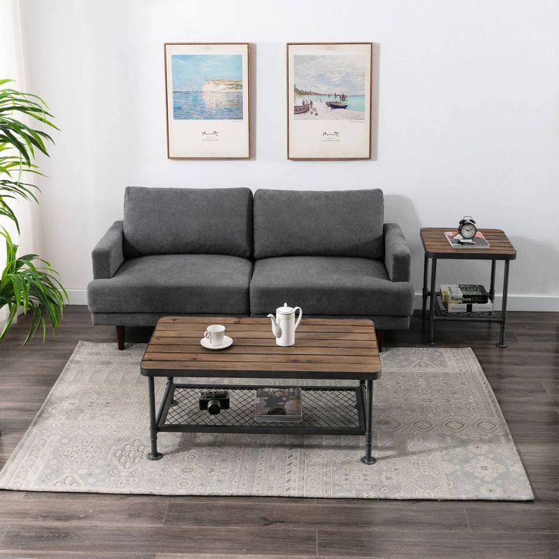 Newport Coffee Table Gray/Natural - Boraam: Metal Frame, Fir Wood Top, 42" L x 24" W x 18" H