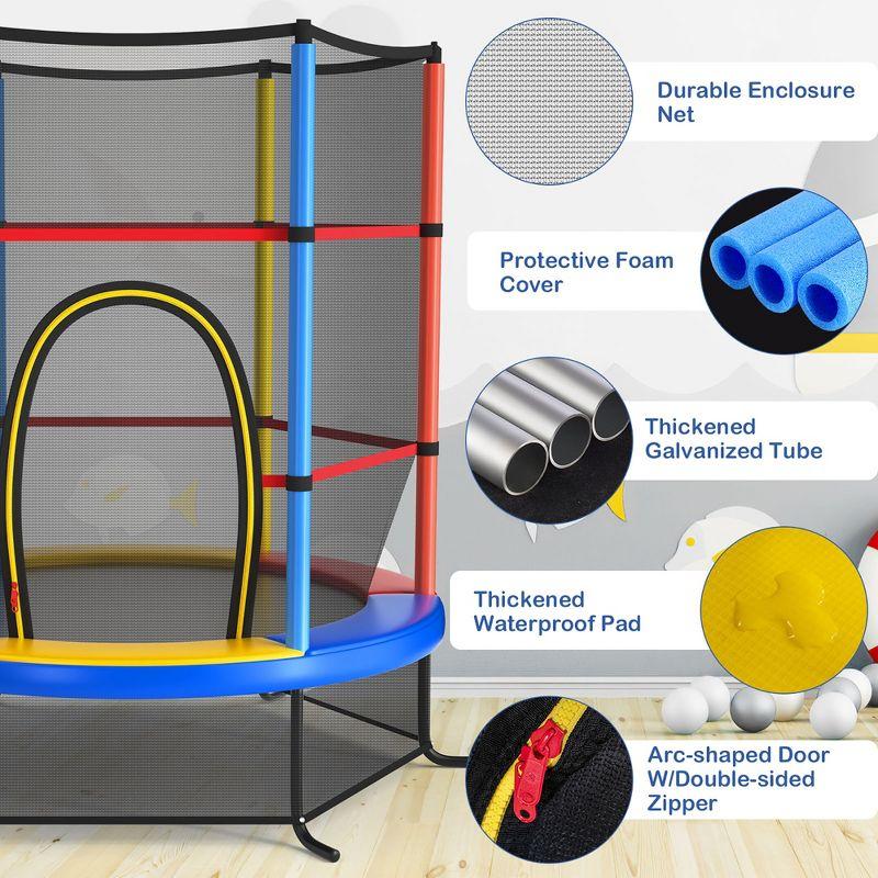 Costway 55'' Kids Trampoline Bouncing Jumping Mat Recreational Trampoline W/Enclosure Net