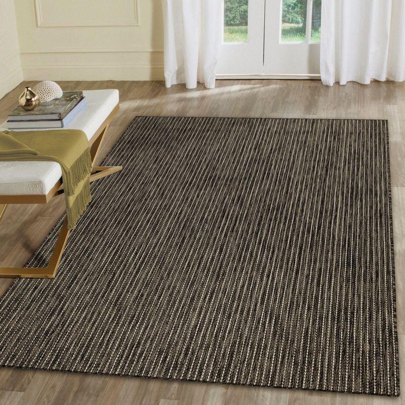 Liora Manne Carmel Texture Stripe Indoor/Outdoor Rug Black 4'10" x 7'6"