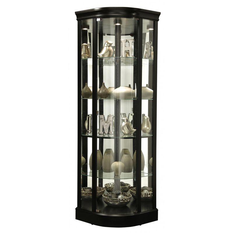 Marlowe II Black Satin Lighted Corner Curio Cabinet