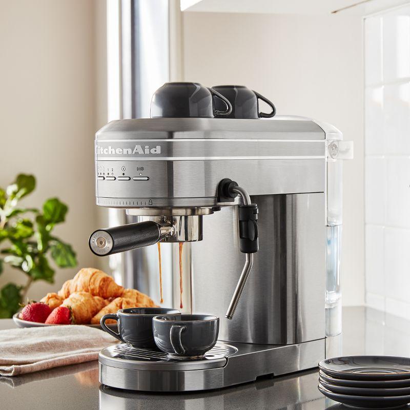 KitchenAid Semi-Automatic Espresso Machine - Brushed Stainless Steel: 15 Bars Pressure, Dishwasher-Safe, 47oz Capacity