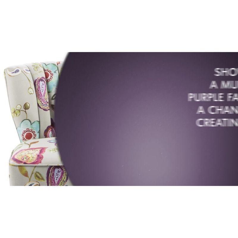 Remy Channel Back Slipper Chair Green/Cream: Madison Park, Wingback Design, Floral Pattern, Wood Legs