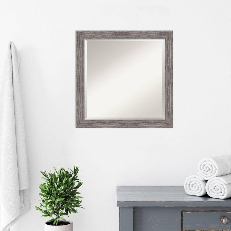 Pinstripe Narrow Framed Bathroom Vanity Wall Mirror Gray - Amanti Art