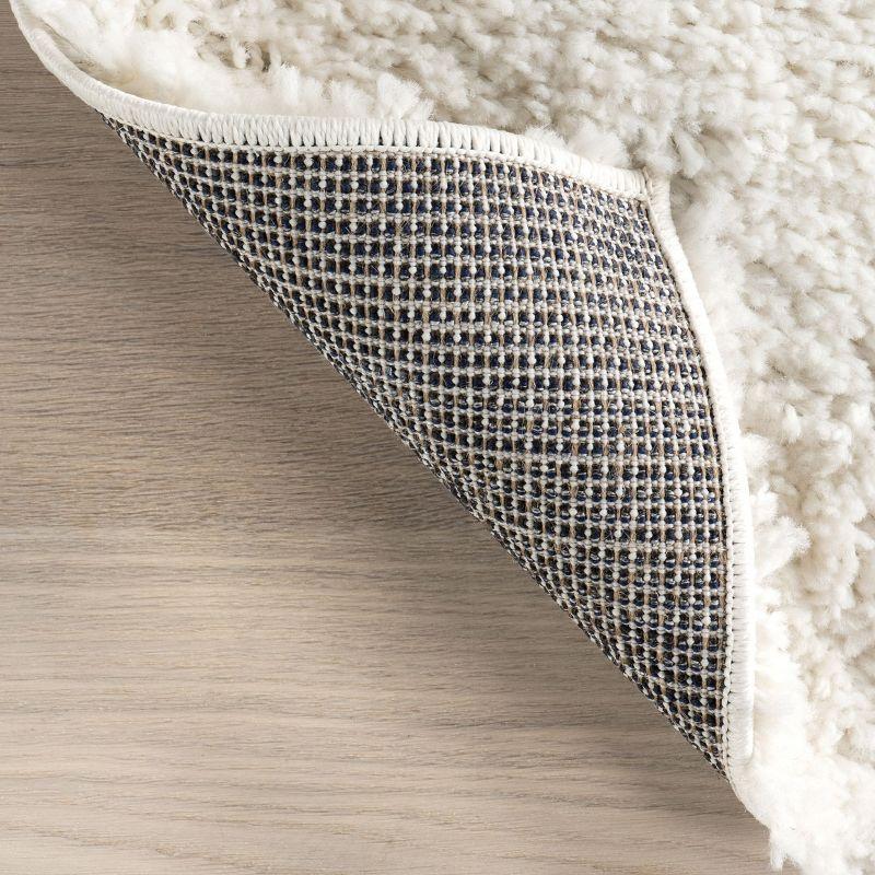 Nuloom Marleen Solid 8 Square Shag Indoor Area Rug for Living Room Bedroom Dining Room Nursery, Off White