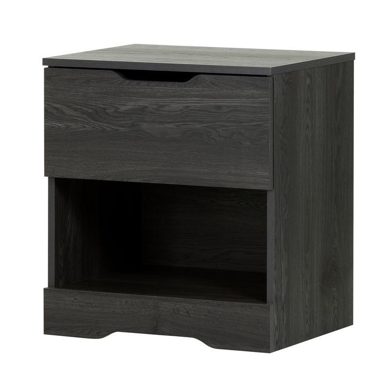 Gray Oak 1-Drawer Nightstand with Open Storage