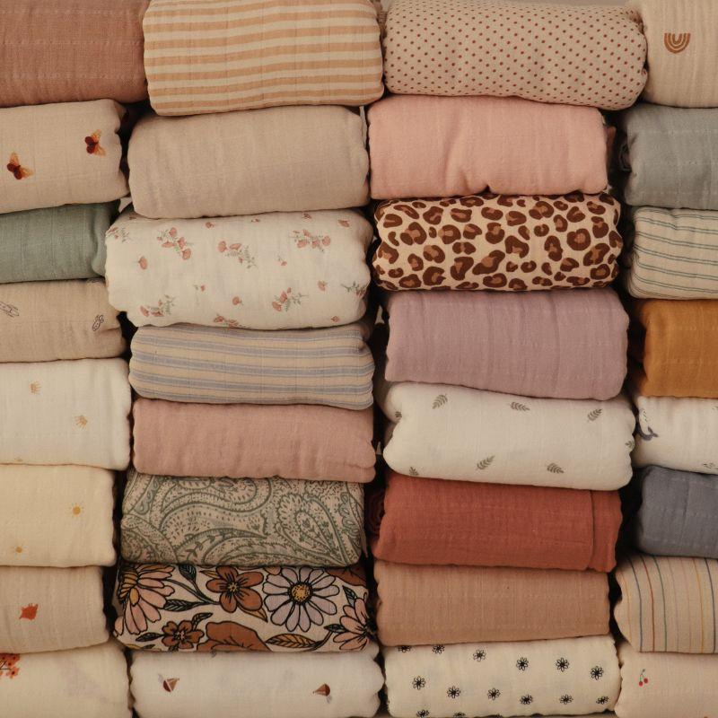 Organic Cotton Muslin Swaddle Blanket Natural Stripe One Size