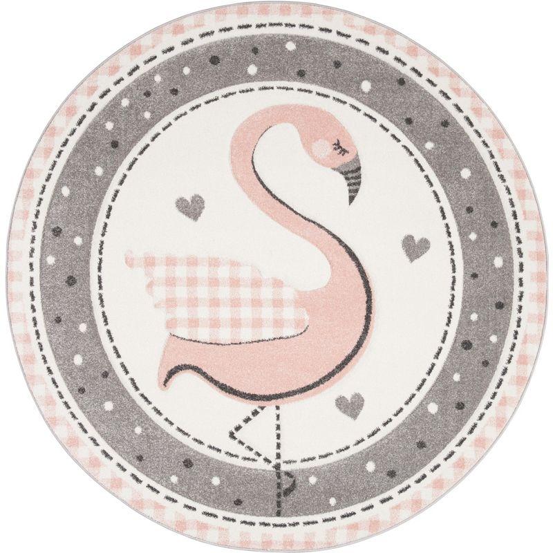 Carousel Kids CRK154 Power Loomed Area Rug - Pink/Ivory - 5'3" round - Safavieh.