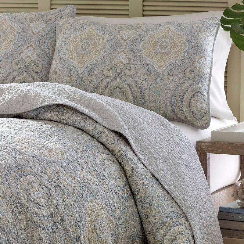 Tommy Bahama Turtle Cove Green Cotton Reversible Quilt Set