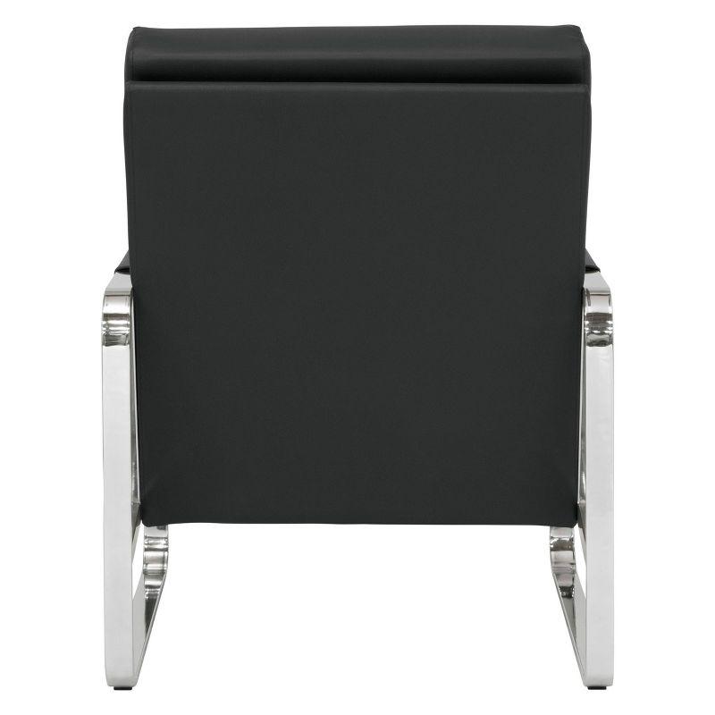 Allure Modern Blended Leather Accent Arm Chair Black/Chrome: Chrome-Finished, Padded for Comfort - Studio Designs Home