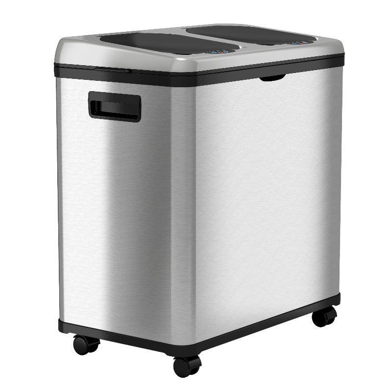 iTouchless Erik Stainless Steel 16 Gallon Motion Sensor Multi-Compartments Trash & Recycling Bin