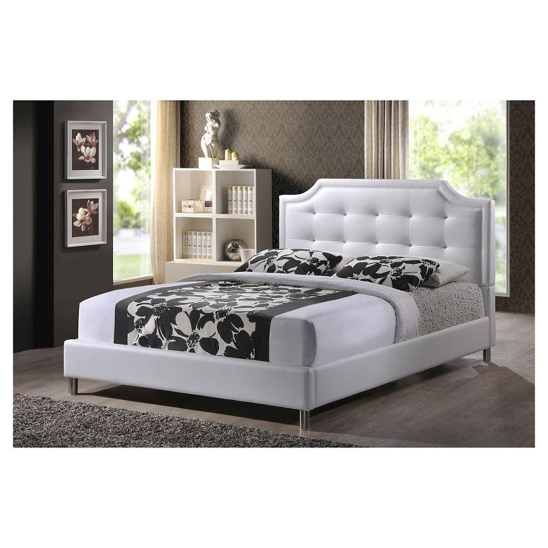 Full Adult Bed 80"x28"x8" White - Baxton Studio: Contemporary Platform Design, Faux Leather