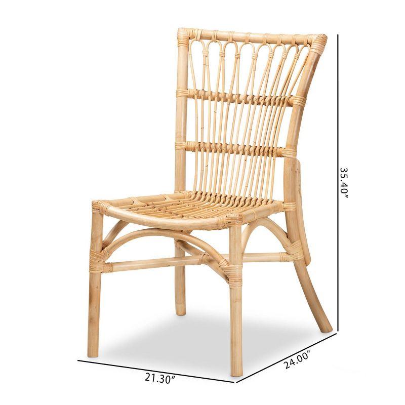 Natural Brown Rattan Cane Low Back Side Chair