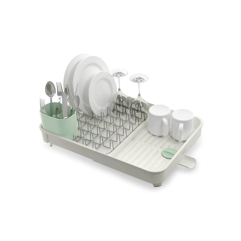 Joseph Joseph Plastic Extend Dish Rack Stone/Sage Green: Polypropylene Drying Rack for Dishes, Hand Wash, 2-Year Warranty