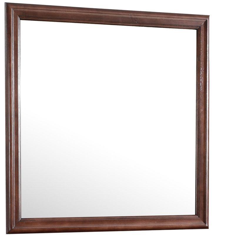 Classic Square Wood Framed Dresser Mirror in Rich Cappuccino