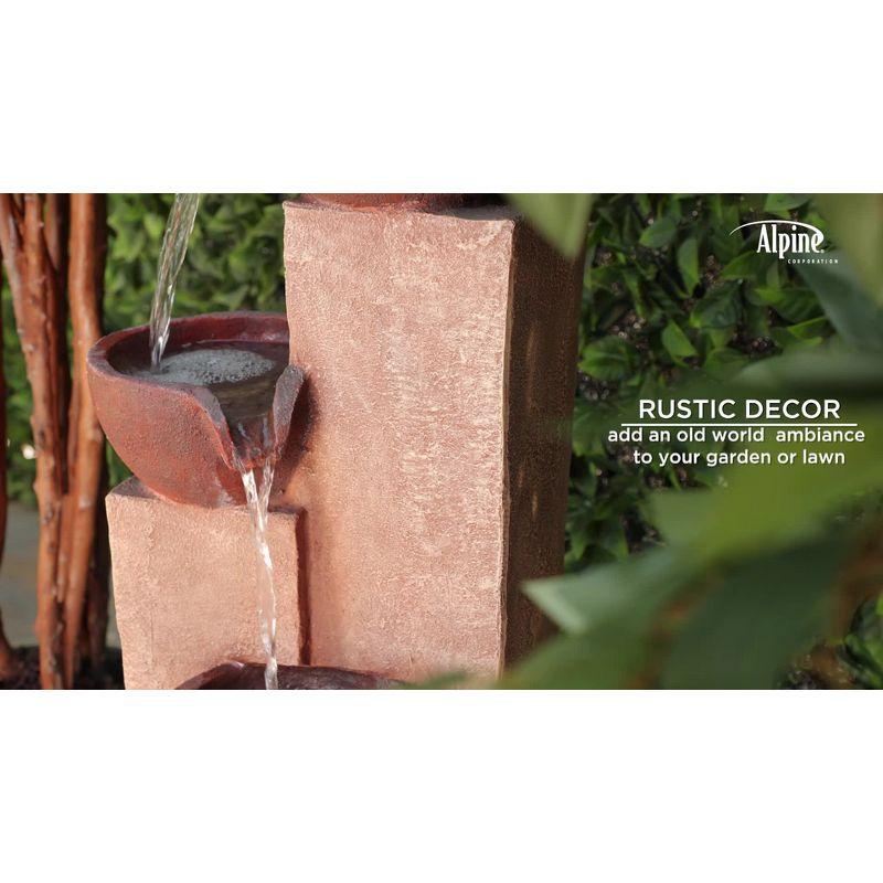 35" Stone Resin Layered Tiering Pots Fountain Copper - Alpine Corporation: Outdoor 3-Tier Water Feature, Polystone & Fiberglass, Weather-Proof