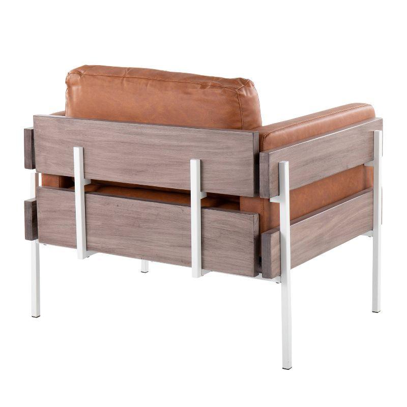 Kari Accent Chair: LumiSource, Upholstered Faux Leather, Metal Frame, Removable Cushions