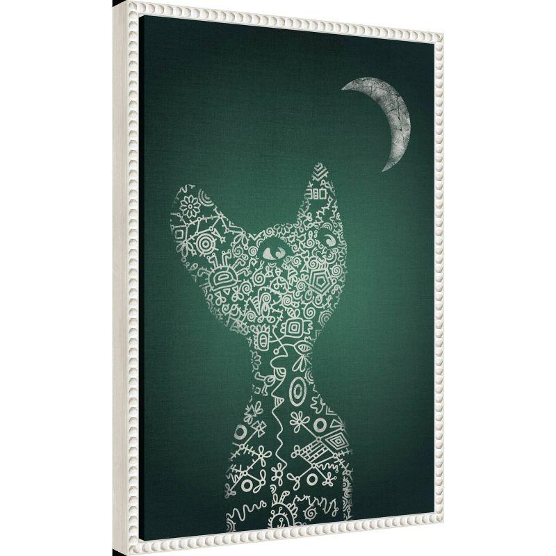 16"x23" My Precious Emerald by Ema Paraschiv: Abstract Cat & Moon Art - Amanti Art