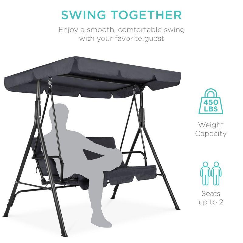 Convertible 2-Person Canopy Swing Glider - Gray Polyester
