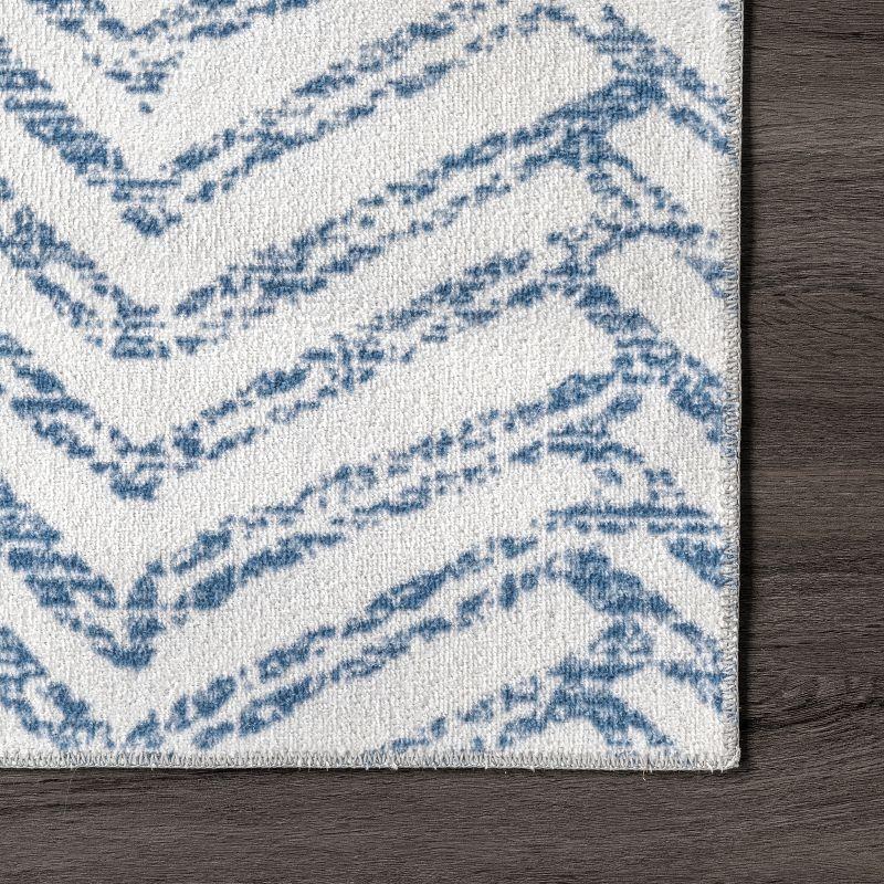 Nuloom Rosanne Herringbone 3x5 Machine Washable Accent Indoor Area Rug for Living Room Bedroom Dining Room Entryway Kitchen, Blue/Ivory
