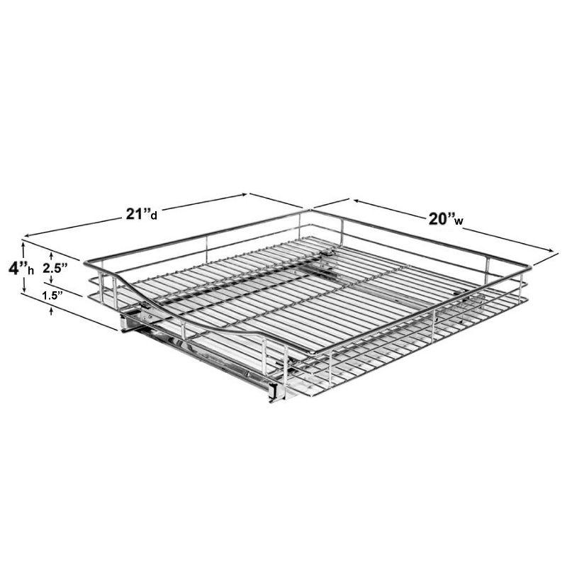 Lynk Professional 20" x 21" Slide Out Cabinet Organizer - Pull Out Under Cabinet Sliding Shelf: Chrome-Plated Kitchen Storage